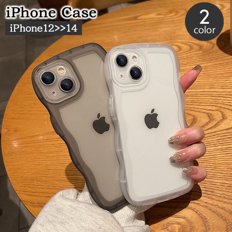 iPhoneケース アイフォンケース スマホカバー 波型エッジ 半透明 透け 