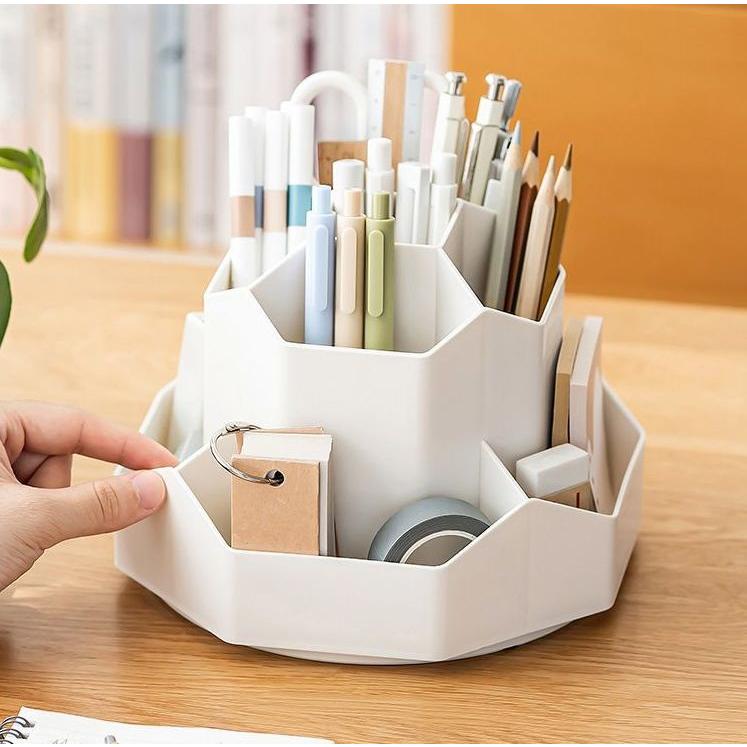 plusnao（プラスナオ） 回転式ペン立て ペンホルダー 360度回転 大容量