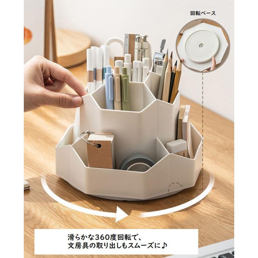 plusnao（プラスナオ） 回転式ペン立て ペンホルダー 360度回転 大容量
