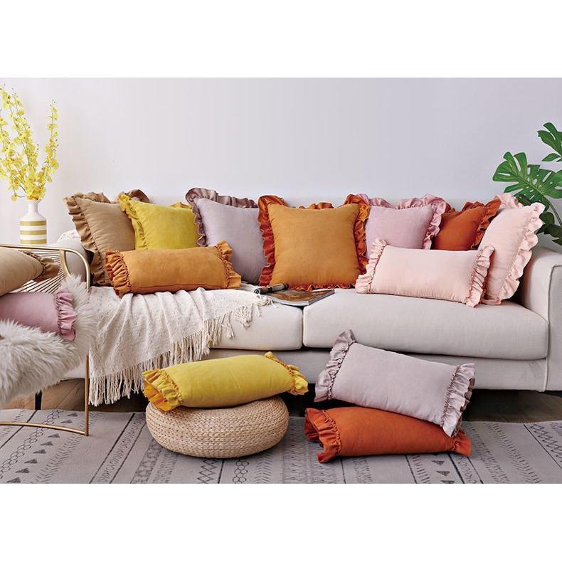 plusnao クッション 45 45cm 正方形 四角 無地 シンプル フリル