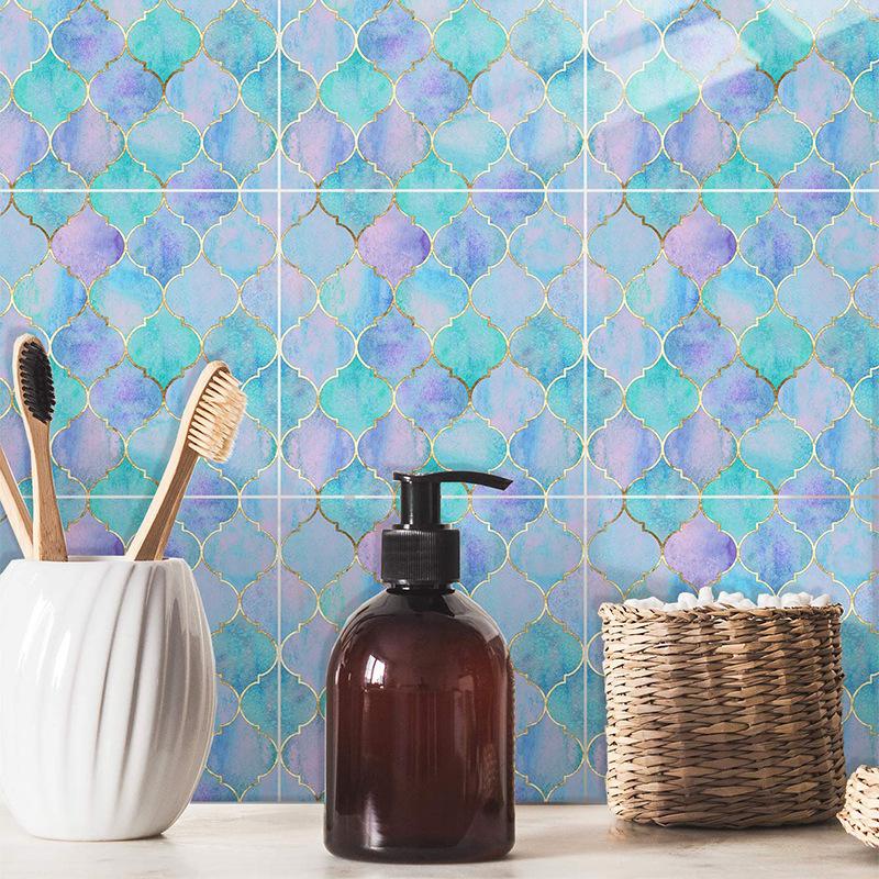 ウォールステッカー 壁紙シール シールタイプ モロッカン柄 ルームデコレーション ウォールデコレーション おしゃれ かわいい ブルー系 浴室 トイレ プラスナオ Paypayモール店 通販 Paypayモール