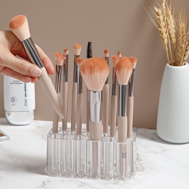 メイクブラシスタンド メイクブラシホルダー 化粧筆立て 透明 卓上