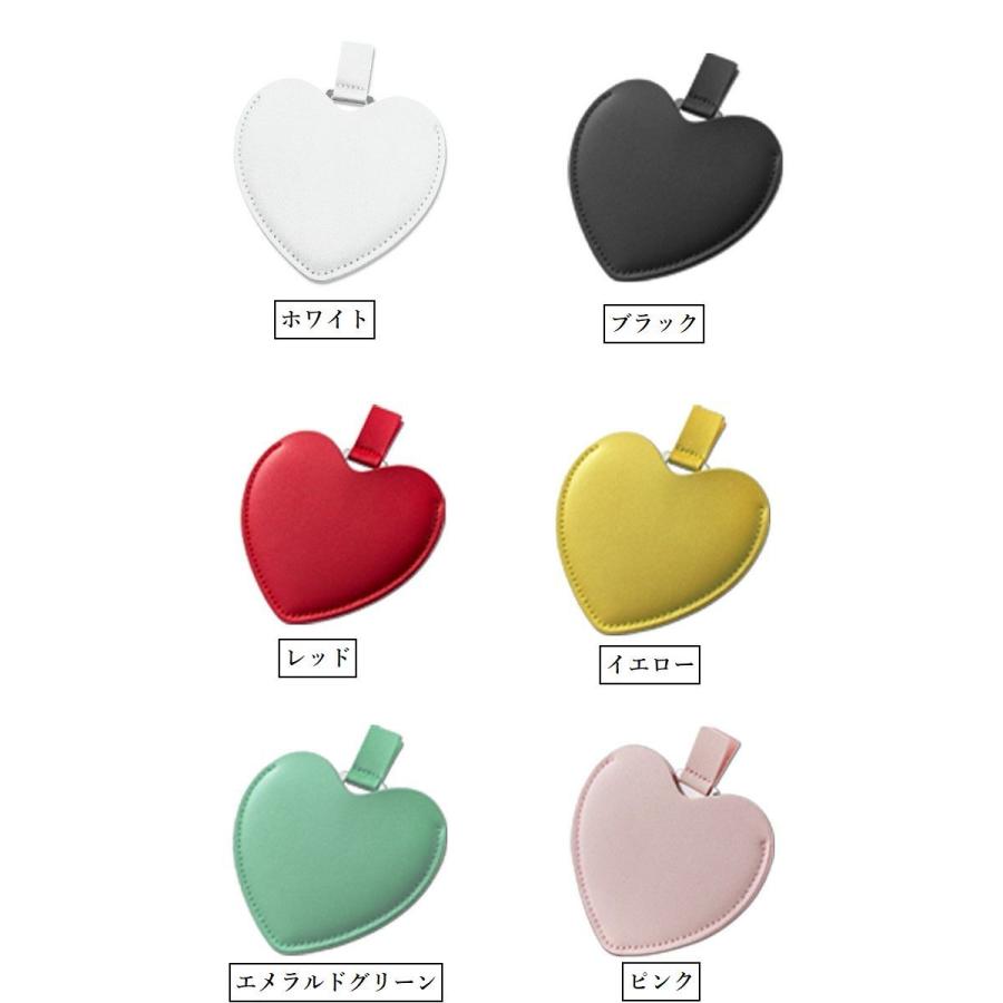 コンパクトミラー ハンドミラー 手鏡 レザー調 ハート型 正方形 長方形