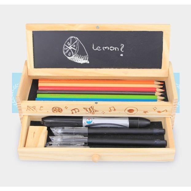 ペンケース 筆箱 筆入れ 木製 黒板付き 筆記具 小物入れ アクセサリーケース ジュエリーボックス 可愛い たっぷり収納 小学生 中学生 高校生 プラスナオ Paypayモール店 通販 Paypayモール