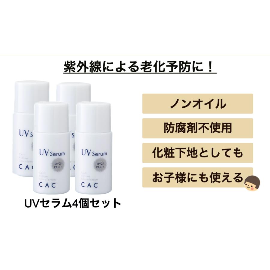 ４本set【サンプル１０枚プレゼント】 CAC化粧品コンディショニングUVセラム ノンオイル日焼け止め 赤ちゃん 子ども ノンケミカル 美容成分配合SPF25 PA+++ 30mlの画像