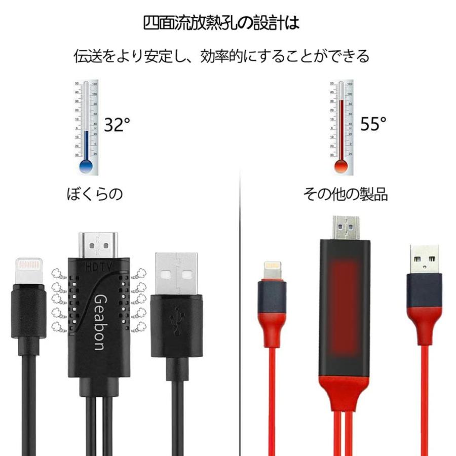 iPhone HDMI 変換ケーブル ライトニングアダプタ 設定不要 iOS13対応 アイフォン テレビHDMI接続ケーブル ミラーリング YouTube TV出力 充電可｜plusoneoneone｜04