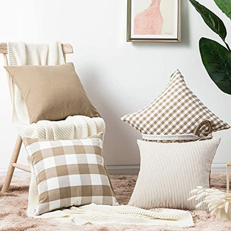 クッションカバー 45 45 Topfinel 格子柄 可愛い おしゃれ ソファー飾り インテリア 座布団カバー カーキ 4枚セット 4絵柄 Tc6ntt22a0 Godawaripowerispat Com
