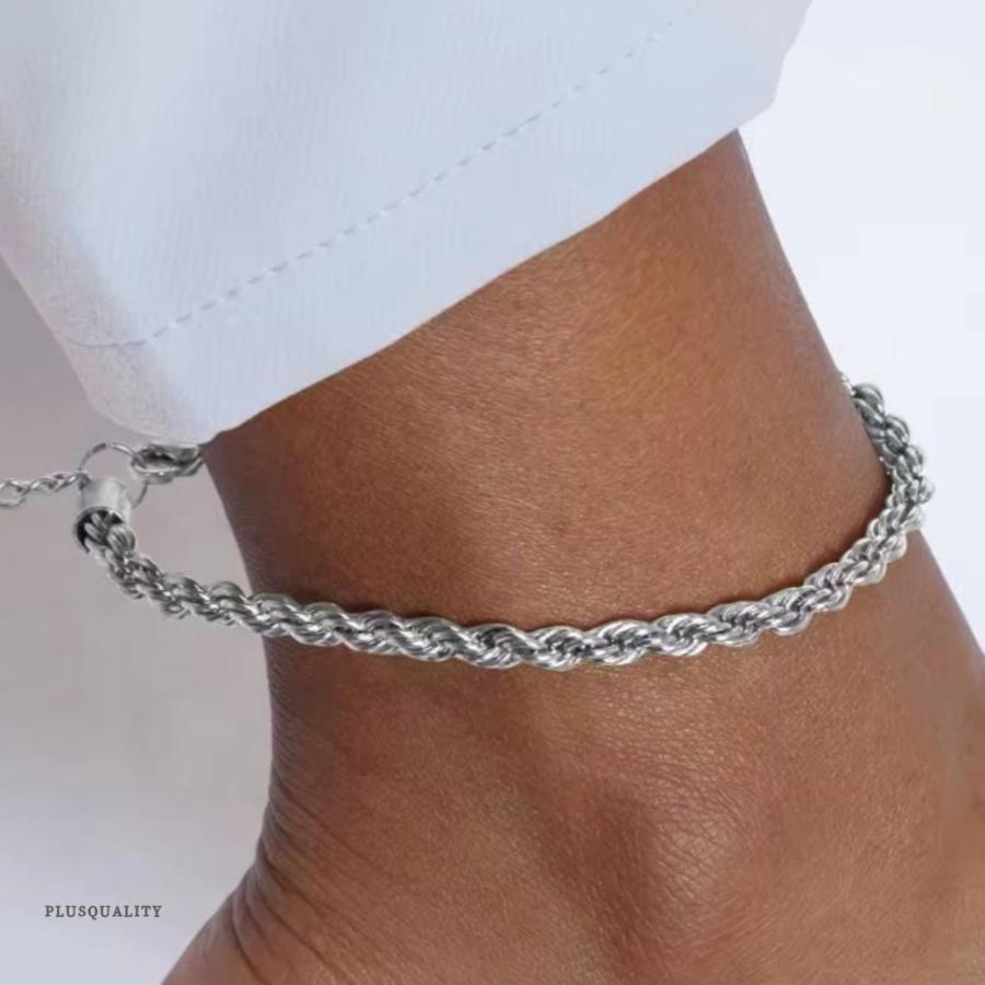アンクレット 金属アレルギー対応 ステンレス ツイストロープチェーン つけっぱなし レディース　爆買 | ブランド登録なし | 10