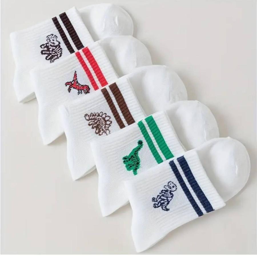 ソックス 靴下 レディース まとめ買い 5足 セット ライン 秋 白 綿 クルーソックス 白 | ブランド登録なし