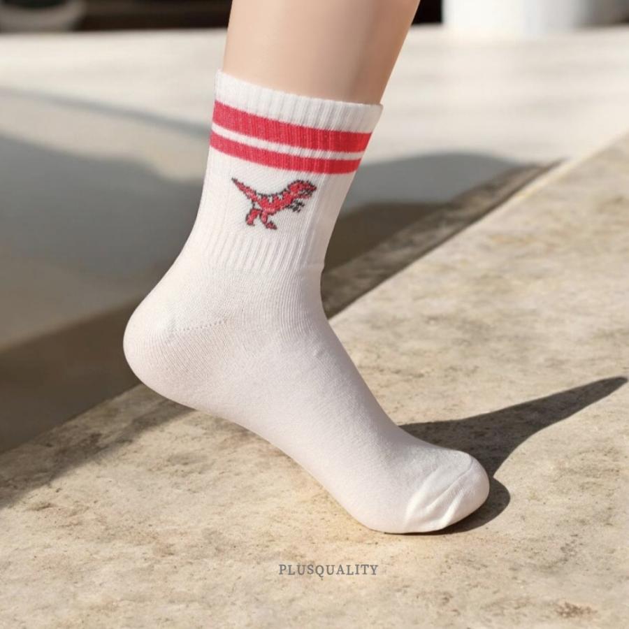 ソックス 靴下 レディース まとめ買い 5足 セット ライン 秋 白 綿 クルーソックス 白 | ブランド登録なし | 01