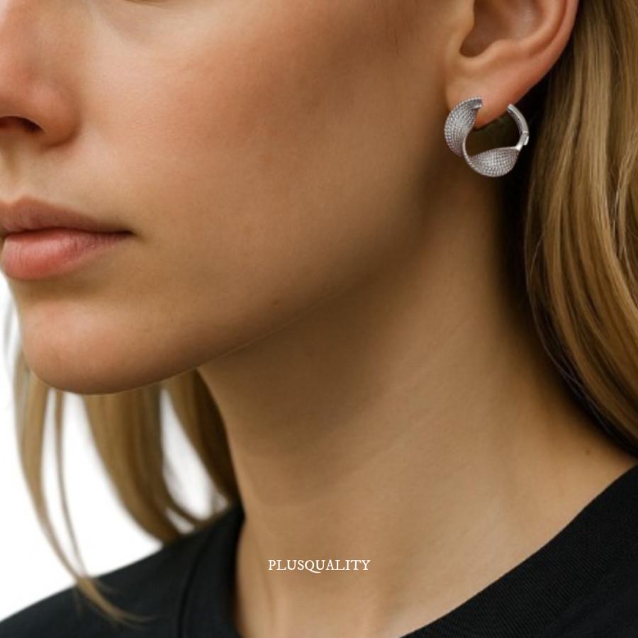 ete シルバー フープピアス 大きめ 箱付き Ops. ピアス レディース ドロップピアス オーバル フープピアス