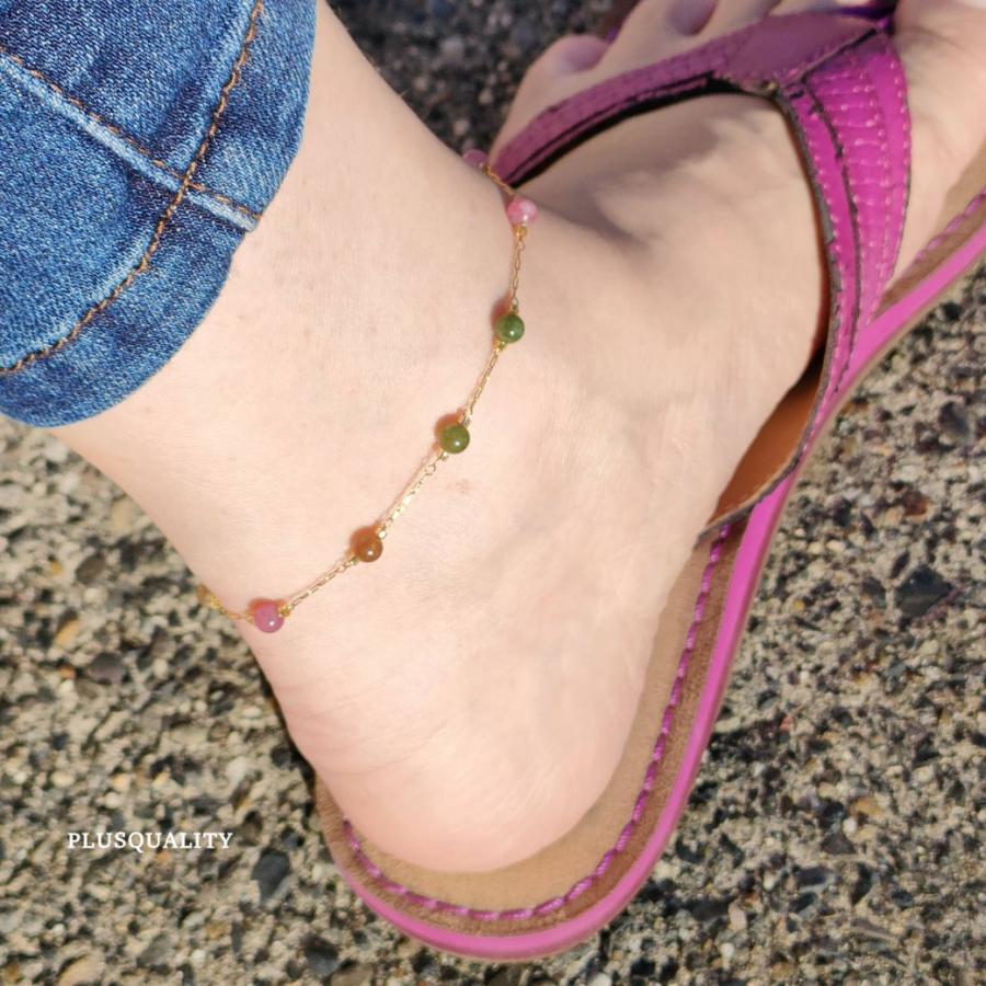 アンクレット 天然石 18金 金属アレルギー対応 サージカルステンレス チェーン つけっぱなし レディース ハワイ タイ ビーチ リゾート | ブランド登録なし | 01