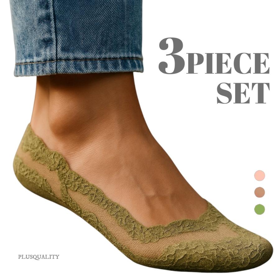 3足セット フットカバー 秋 レース パンプス ソックス 夏用 コットン 綿 靴下 レディース 脱げない 滑り止め 靴下 浅履き | 