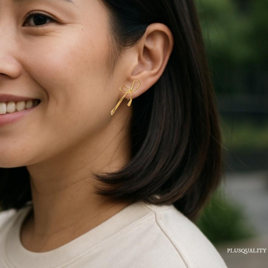 ピアス りぼん シンプル 上品 可愛い サージカルステンレス 金属アレルギー対応 大人 リボン レディース 夏 18金 ステンレス ピアス　爆買 | ブランド登録なし | 04