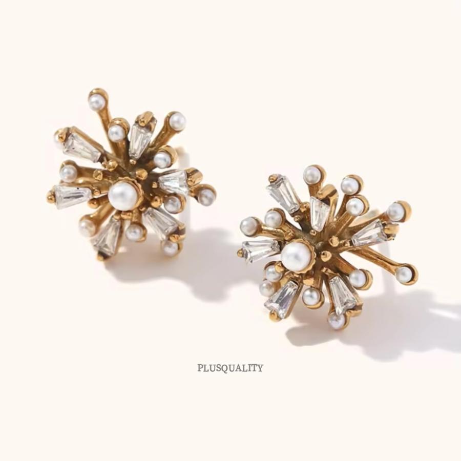 金属アレルギー対応 ピアス サージカルステンレス 華やか 大ぶり 高見え パーティ 結婚式 お呼ばれ 上品 花 18金 K18 誕生日 冬 春 | ブランド登録なし | 07