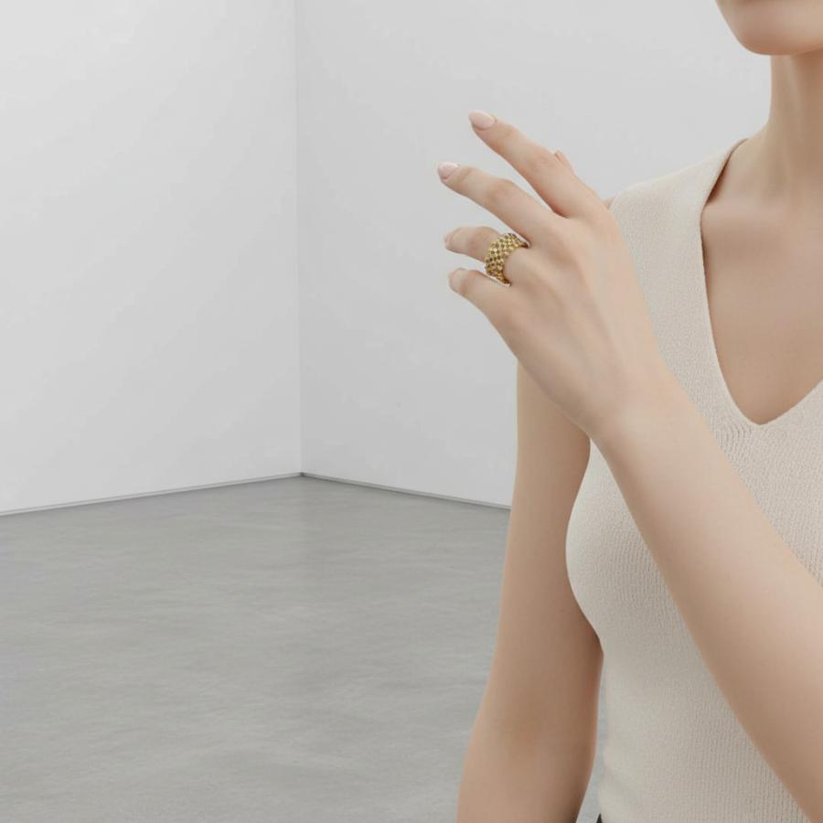 指輪 リング レディース サージカルステンレス 金属アレルギー 錆びない 人差し指 中指 太め 大き 18k 18金 メッシュ ゴールド 爆買 | ブランド登録なし | 11