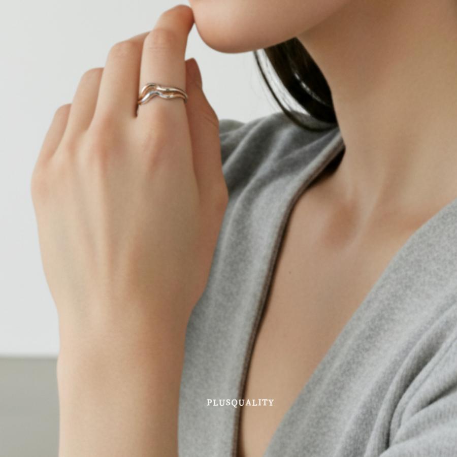 リング 指輪 ステンレス レディース 18k 18金 アレルギー対応 地金 春 夏 ダブル 2連 10.5 13.5 15.5 サージカル | ブランド登録なし | 09