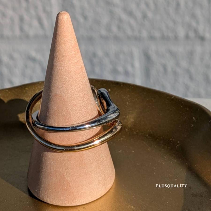 リング 指輪 ステンレス レディース 18k 18金 アレルギー対応 地金 春 夏 ダブル 2連 10.5 13.5 15.5 サージカル | ブランド登録なし | 13