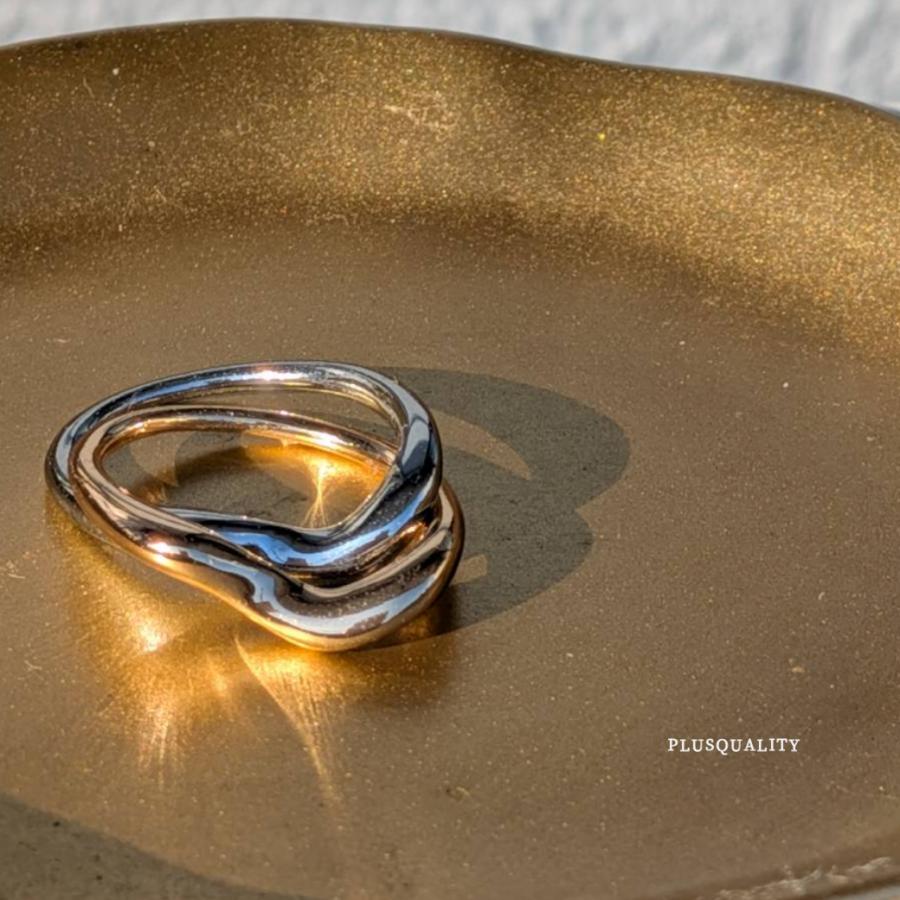 リング 指輪 ステンレス レディース 18k 18金 アレルギー対応 地金 春 夏 ダブル 2連 10.5 13.5 15.5 サージカル | ブランド登録なし | 08