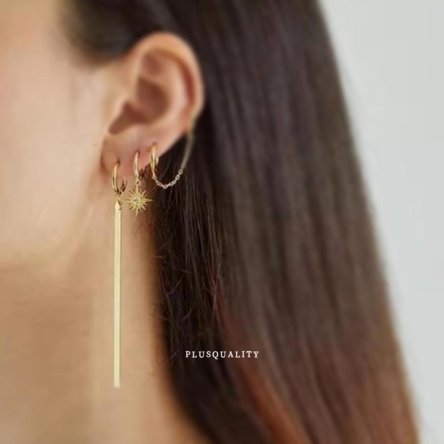 ロングピアス サージカルステンレス 金属アレルギー対応 揺れる フープ