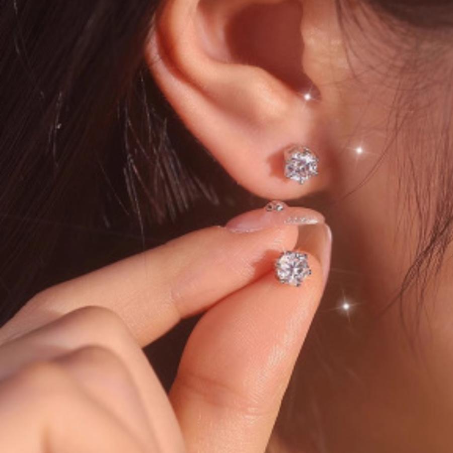 モアサナイト ピアス 一粒 ダイヤ シルバー925 アレルギー対応