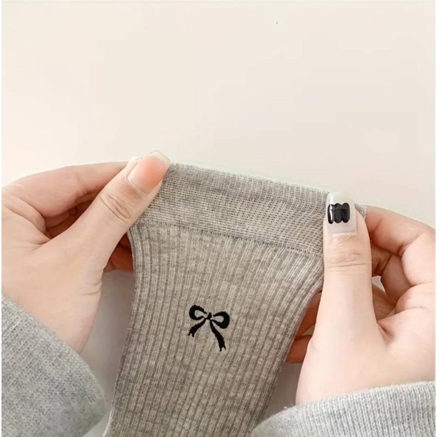 くつした 靴下 ソックス 4足セット 冬 白 綿 りぼん レディース クルーソックス | ブランド登録なし | 06