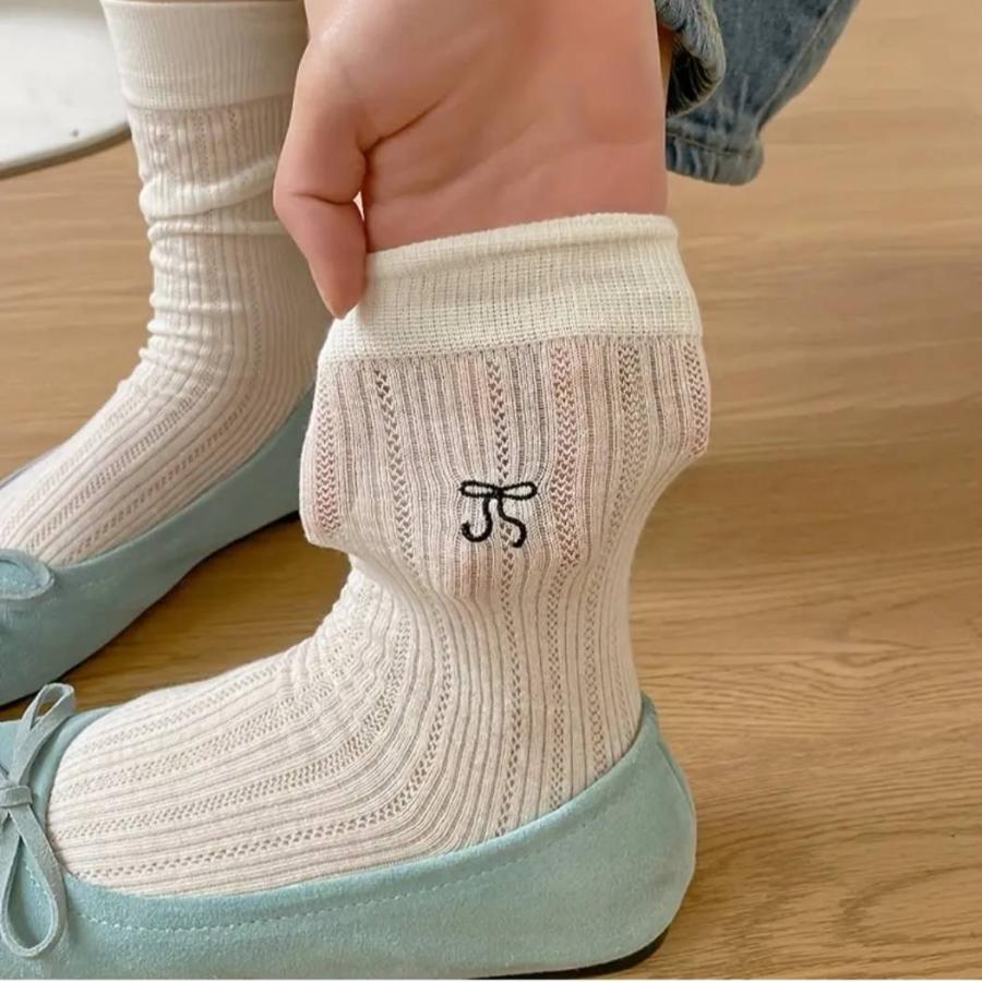 くつした 靴下 ソックス 4足セット 冬 白 綿 りぼん レディース クルーソックス | ブランド登録なし | 05
