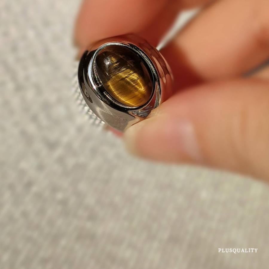 タイガーアイ 指輪 リング サージカルステンレス 太め k18 金運 開運 人差し指 18k フリーサイズ アレルギー対応 ステンレス リング　爆買 | ブランド登録なし | 04