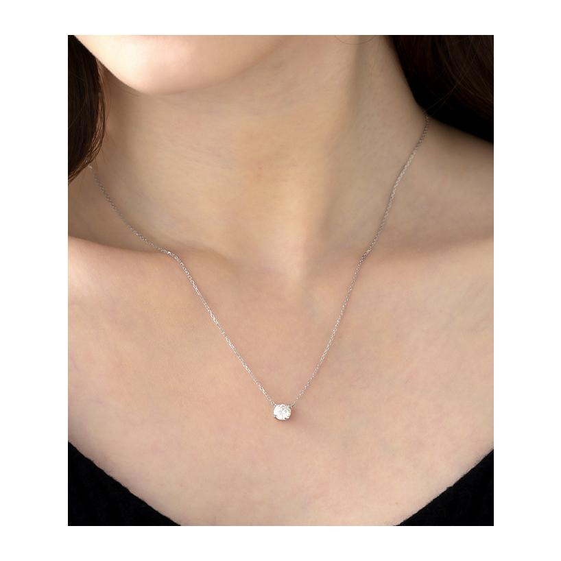 モアサナイト ネックレス レディース 一粒 プラチナ ゴールド 仕上げ 0.5ct 金属アレルギー ニッケルフリー ノンアレルギー 爆買の画像