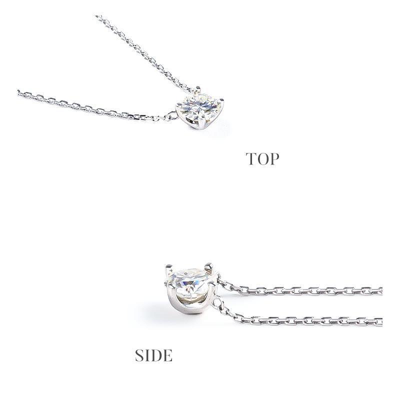 モアサナイト ネックレス レディース 一粒 プラチナ ゴールド 仕上げ 0.5ct 金属アレルギー ニッケルフリー ノンアレルギー 爆買の画像