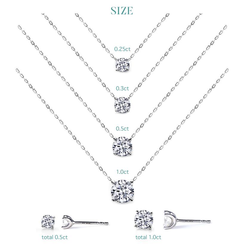 モアサナイト ネックレス レディース 一粒 プラチナ ゴールド 仕上げ 1.00ct 金属アレルギー ニッケルフリー ノンアレルギー シルバー 爆買の画像