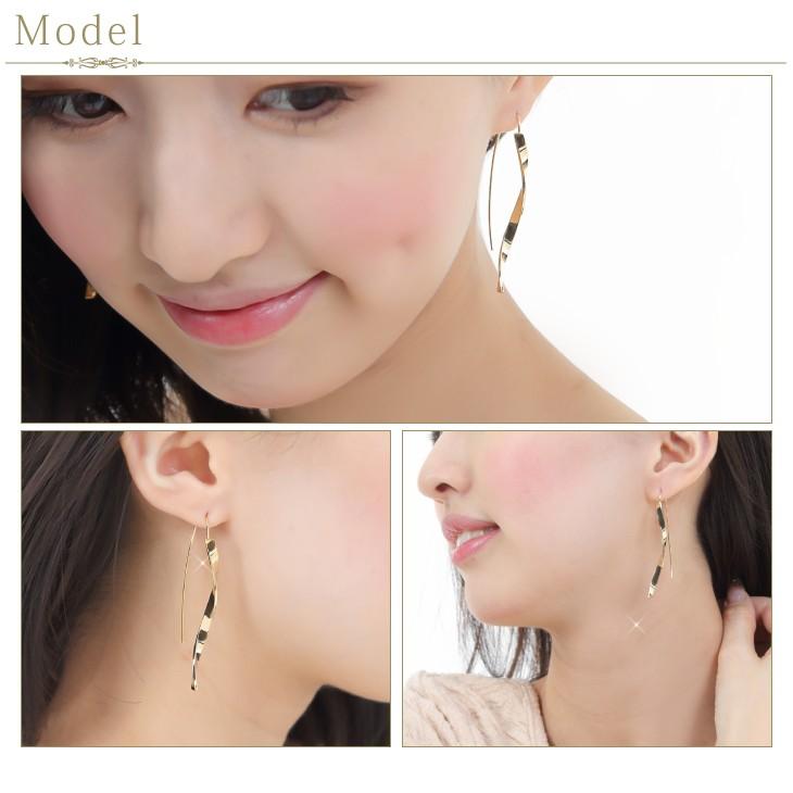 ピアス レディース アレルギー対応 ゴールド ロングピアス フック ツイスト メタル ポイント消化 プレゼント 女性 | ジュエリースタジオ プラスター | 02