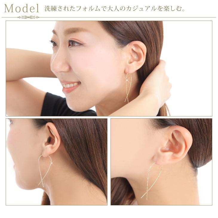 30%OFF ピアス レディース アレルギー対応 ゴールド ロング フック クロス インフィニティ ポイント消化 プレゼント 女性 | ジュエリースタジオ プラスター | 02