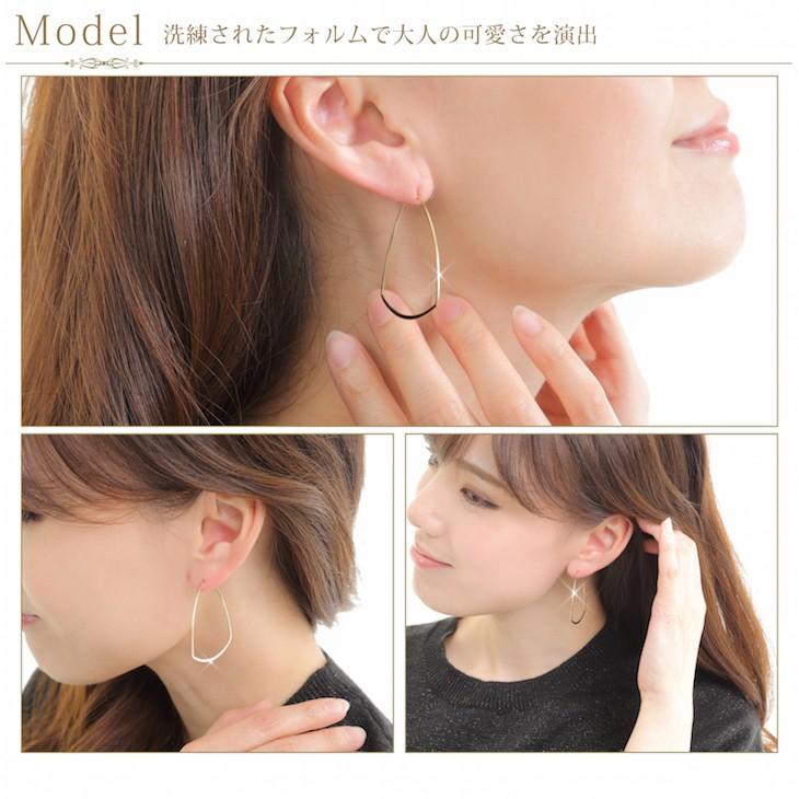 30%OFF ピアス レディース メンズ フープ リング ニッケルフリー 金属アレルギー対応 変形フープピアス 大ぶり 三角 両耳  女性 爆買 | ジュエリースタジオ プラスター | 02