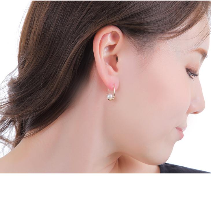 ピアス レディース パール 一粒 アレルギー対応 フック 18k 真珠 アレルギー対応対応 大きめ 18金 ゴールド 揺れる プレゼント 女性 | ジュエリースタジオ プラスター | 08