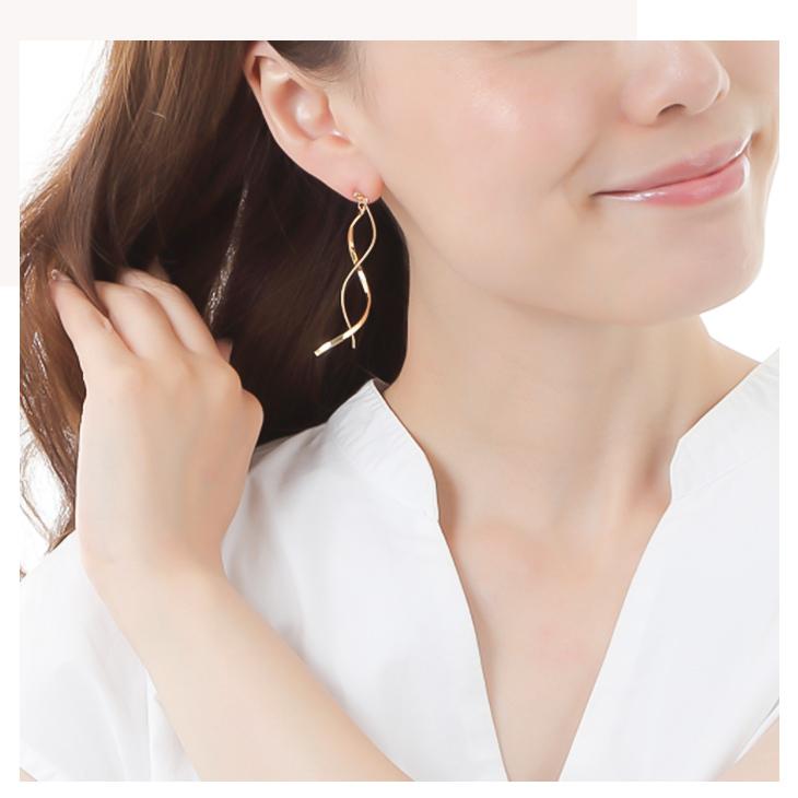30%OFF ピアス アレルギー対応 セカンドピアス 大きめ チタン ポスト 揺れる ロング ロングピアス スタッド 両耳 18k k18 ホワイトデー ギフト 女性 | ジュエリースタジオ プラスター | 11