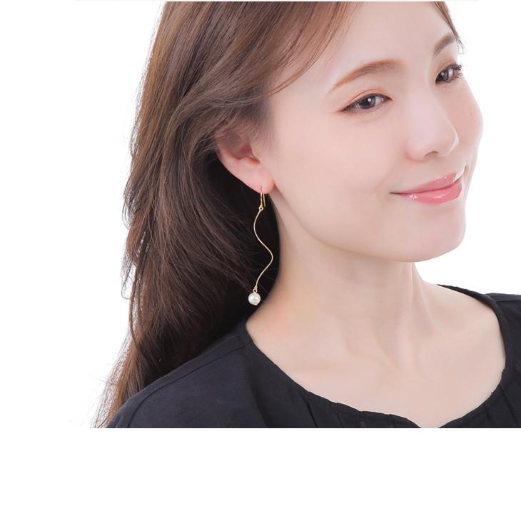 30%OFF ピアス レディース アレルギー対応 パール フック 真珠 一粒 ぶら下がり 大きめ 18金 18k ゴールド 揺れる プレゼント 女性 | ジュエリースタジオ プラスター | 07