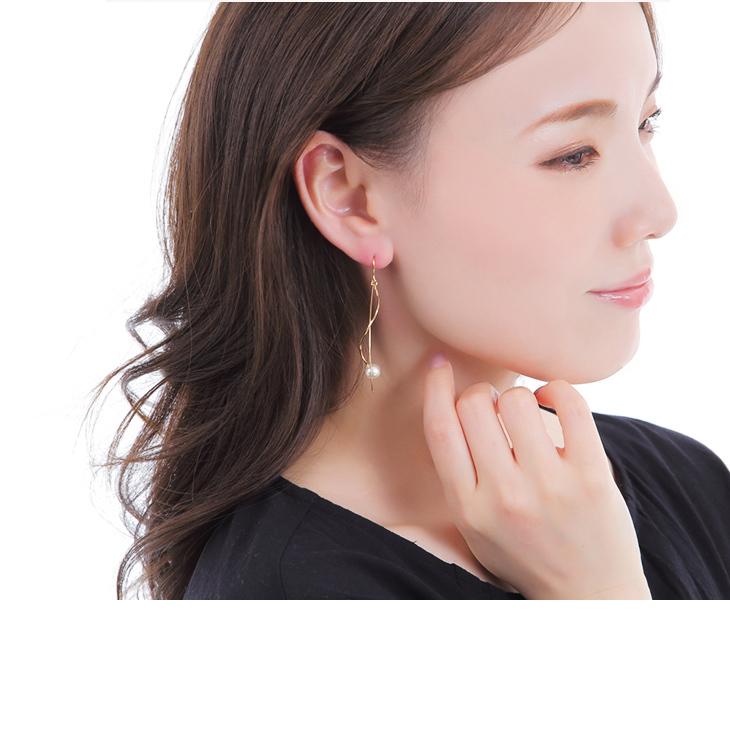 ピアス レディース アレルギー対応 パール フック 真珠 アメリカンピアス ぶら下がり 大きめ 揺れる 18金 18k ゴールド プレゼント 女性 | ジュエリースタジオ プラスター | 07