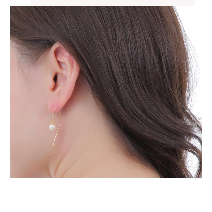 ピアス レディース アレルギー対応 パール 真珠 一粒 アメリカン ぶら下がり 大きめ 揺れる 18金 18k ゴールド ロング 母の日 女性 | ジュエリースタジオ プラスター | 07