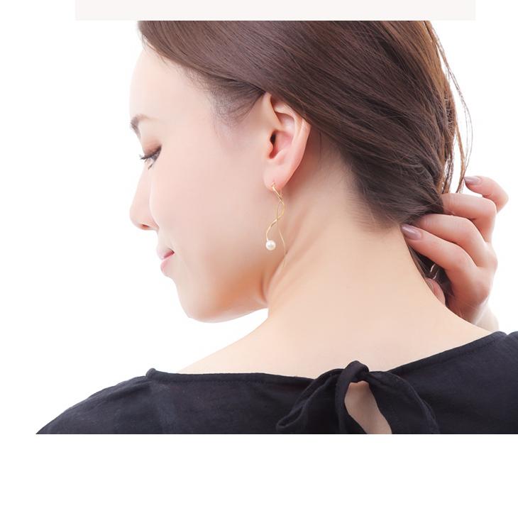 ピアス レディース アレルギー対応 パール アメリカン 真珠 一粒 ぶら下がり 大きめ 揺れる 18金 18k ホワイトデー 女性 | ジュエリースタジオ プラスター | 07