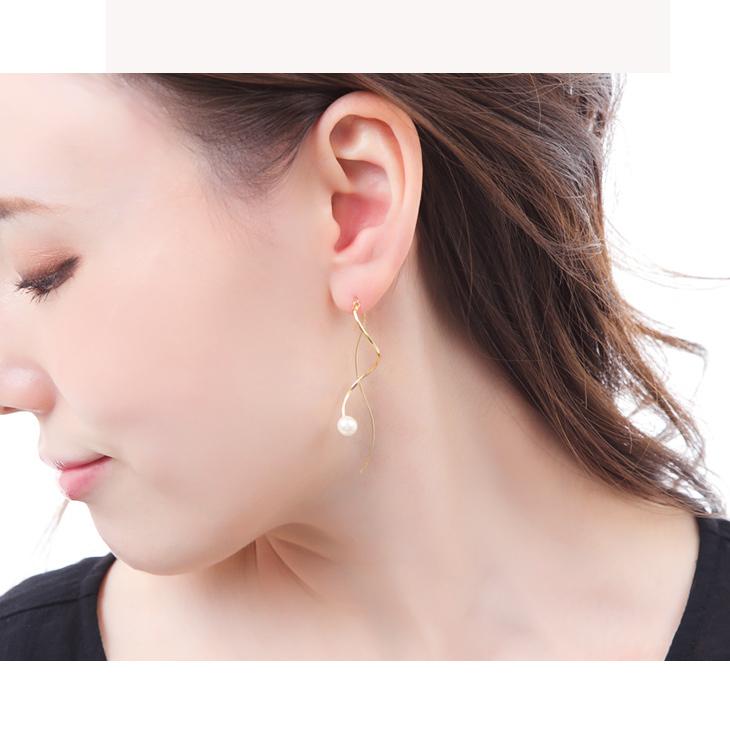 ピアス レディース アレルギー対応 パール アメリカン 真珠 一粒 ぶら下がり 大きめ 揺れる 18金 18k ホワイトデー 女性 | ジュエリースタジオ プラスター | 09