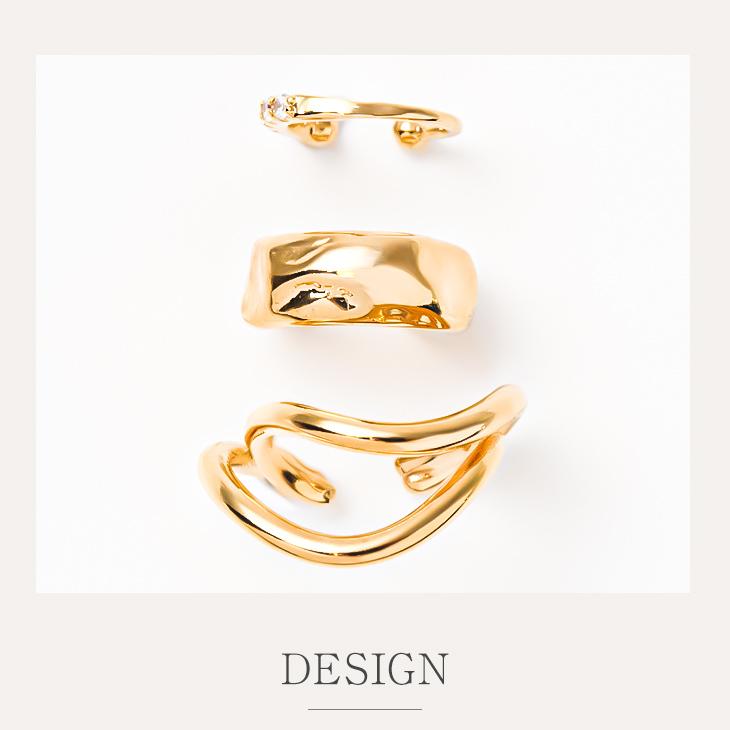 イヤーカフ レディース メンズ 3点セット アレルギー対応 イヤカフ イヤーカフス 付け方 片耳 両耳 イヤリング 18金 ホワイトデー 女性 | ジュエリースタジオ プラスター | 10