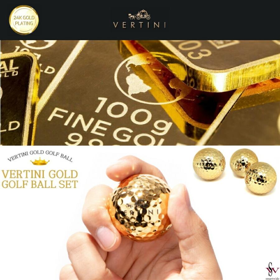 ベルティーニ ゴルフボール 24k ゴールド 3個セット 1スリーブ 24金