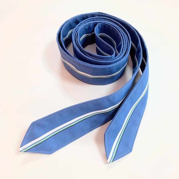 ストライプ7分袖ワンピース 日本製 033-56105 SUTSESO スチェッソ blue ストライプ フレアシャツワンピ 華やか上品キレイめ 仕事 春夏の画像