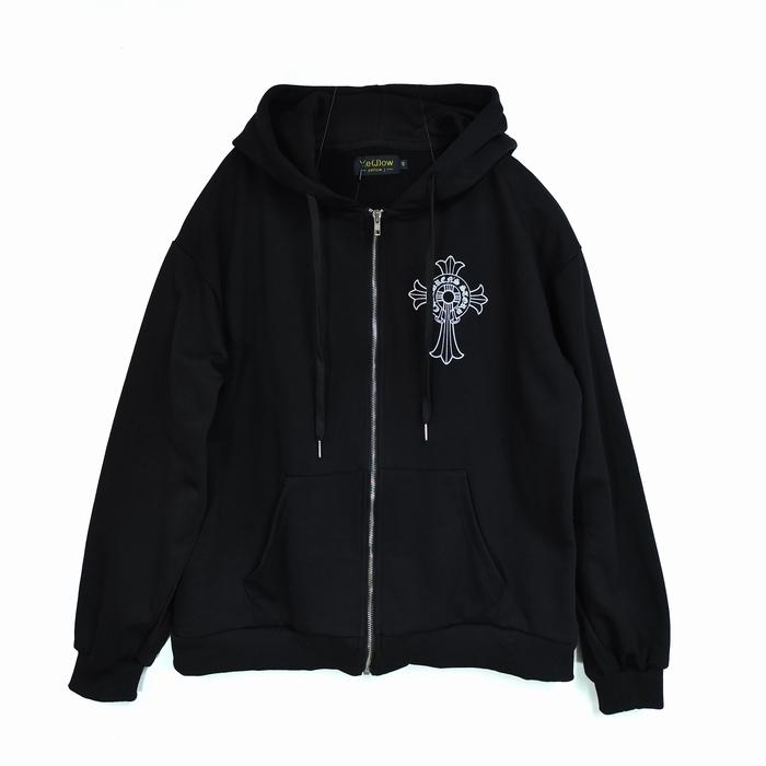 クロス リボン ラインストーン ラバープリント ジップパーカー ZIP UP