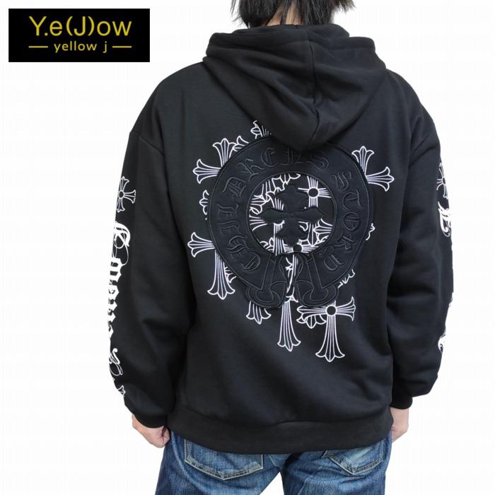 クロス リボン ユリ 貼り付け ラバープリント プルパーカー 両袖