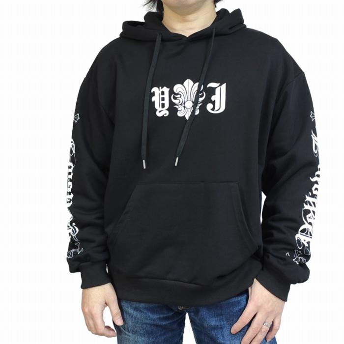 クロス リボン ユリ 貼り付け ラバープリント プルパーカー 両袖