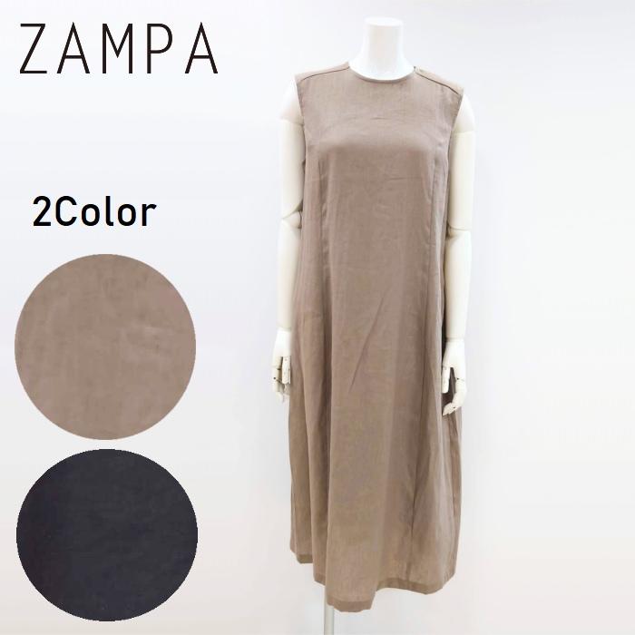 ZAMPA（ザンパ） リネンノースリーブワンピース 16-0078 洗える麻100