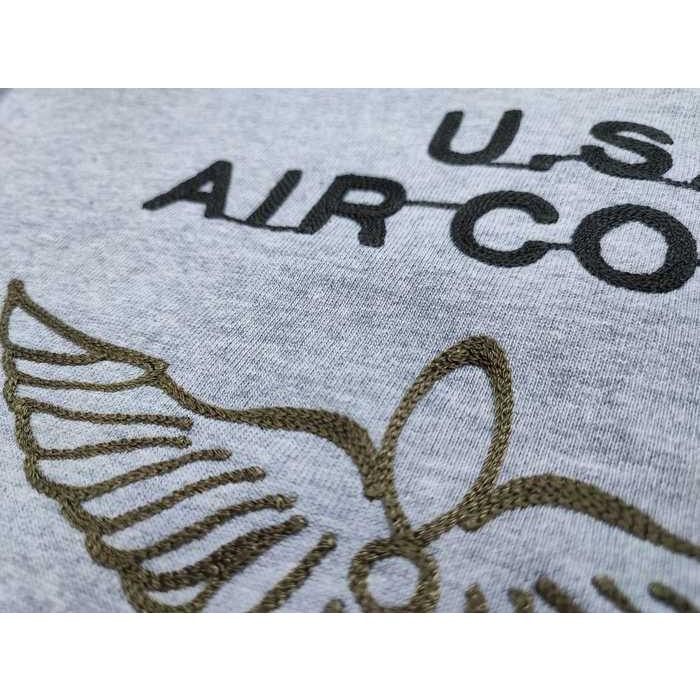 半袖Tシャツ U.S.AIRCORP 総刺繍 チェーン刺繍 連動 架空シリーズ 24s-ptp3  Pherrow's フェローズ アメカジ アメカジ レターパック対応  ヘザーグレー｜plustokageya｜05