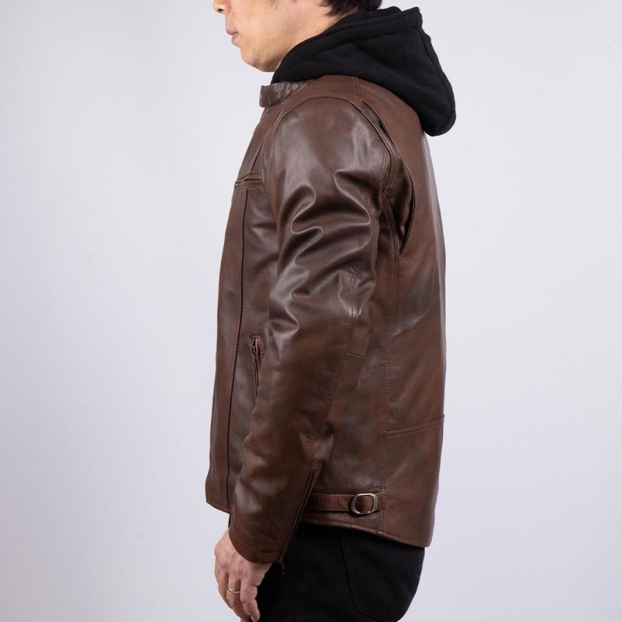 DEGNER（デグナー） 本革ジャケット 羊革 レザーフーディージャケット